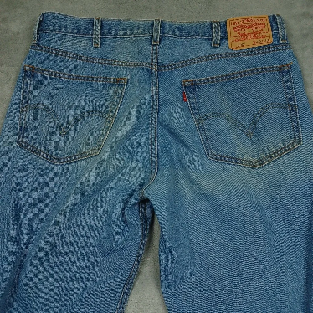 Levis 505 Jeans‎ Mens 40x30 Blue Denim Distressed Pockets Cotton Casual Y2K